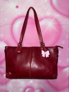 Women's Red Leather Shoulder Bag - Classic Everyday Tote
